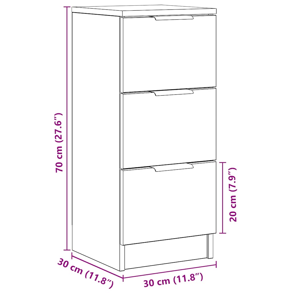 Sideboard Artisan Oak 30x30x70 cm Engineered Wood